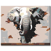 Painting by Numbers Photo Art Elephant Out of The Wall